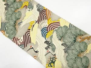 アンティーク　松に鶴模様織り出し丸帯（着用可）